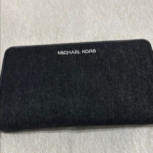 Michael Kors Black Denim Wallet Wristlet – Zip Around – $248 Retail – NWT